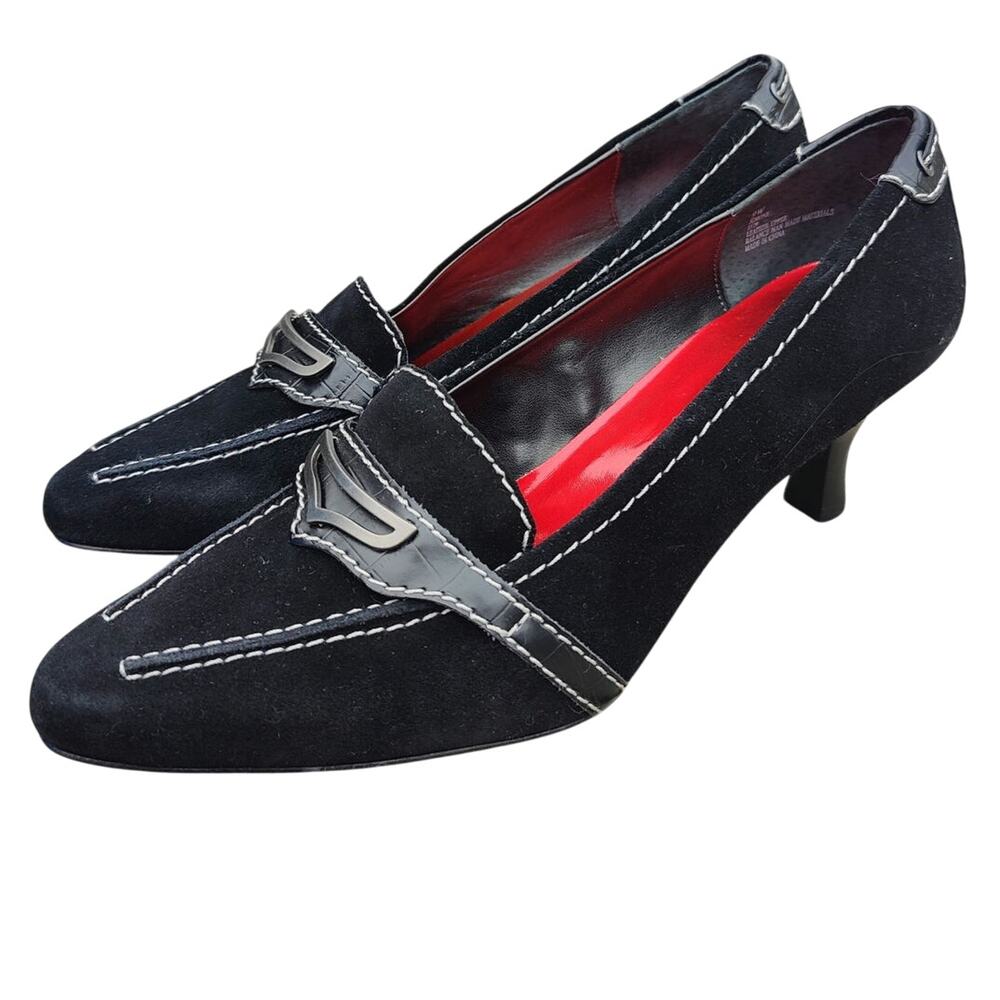 Black Y2K Pointed to Kitten heel sz 9W - Picture 3 of 8